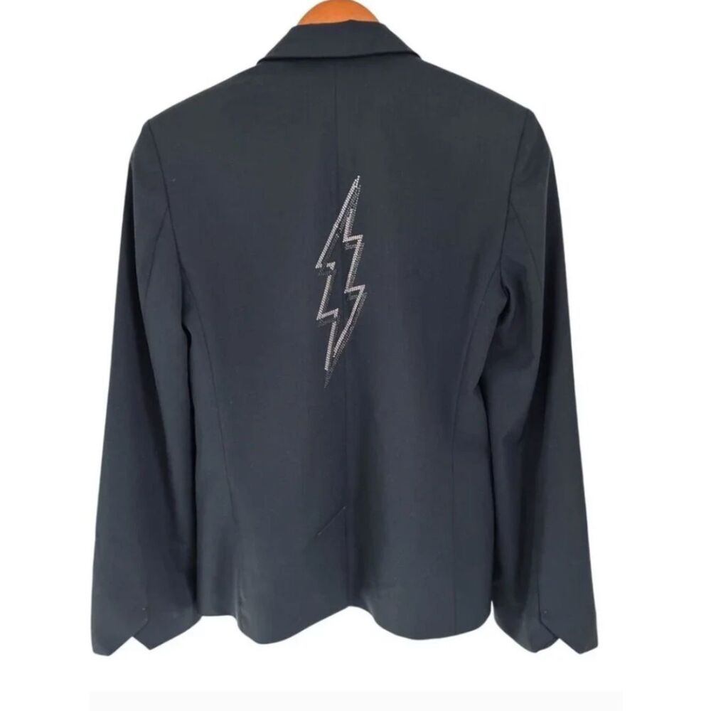 Zadig & Voltaire Blazer With Rhinestone Lightning Bolt Navy Blue/Back Size, 38